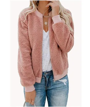 

SZMALL Fashion Pop Winter Warm Women jackets Fleece Long sleeve Tops Coat For Female Zippers Straight Outwear lady Clothing