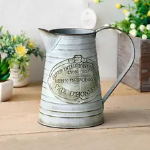 Винтажное оцинкованное, металлическое железо Креативный цветочный сад потертая ваза горшок Бочкообразное кашпо декор настольные цветы ваза для домашнего декора