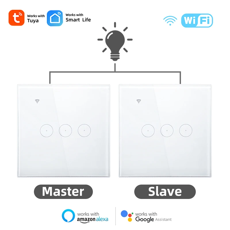 Умный настенный сенсорный выключатель света Tuya Wi-Fi 1 2 3 клавиши переключатель с