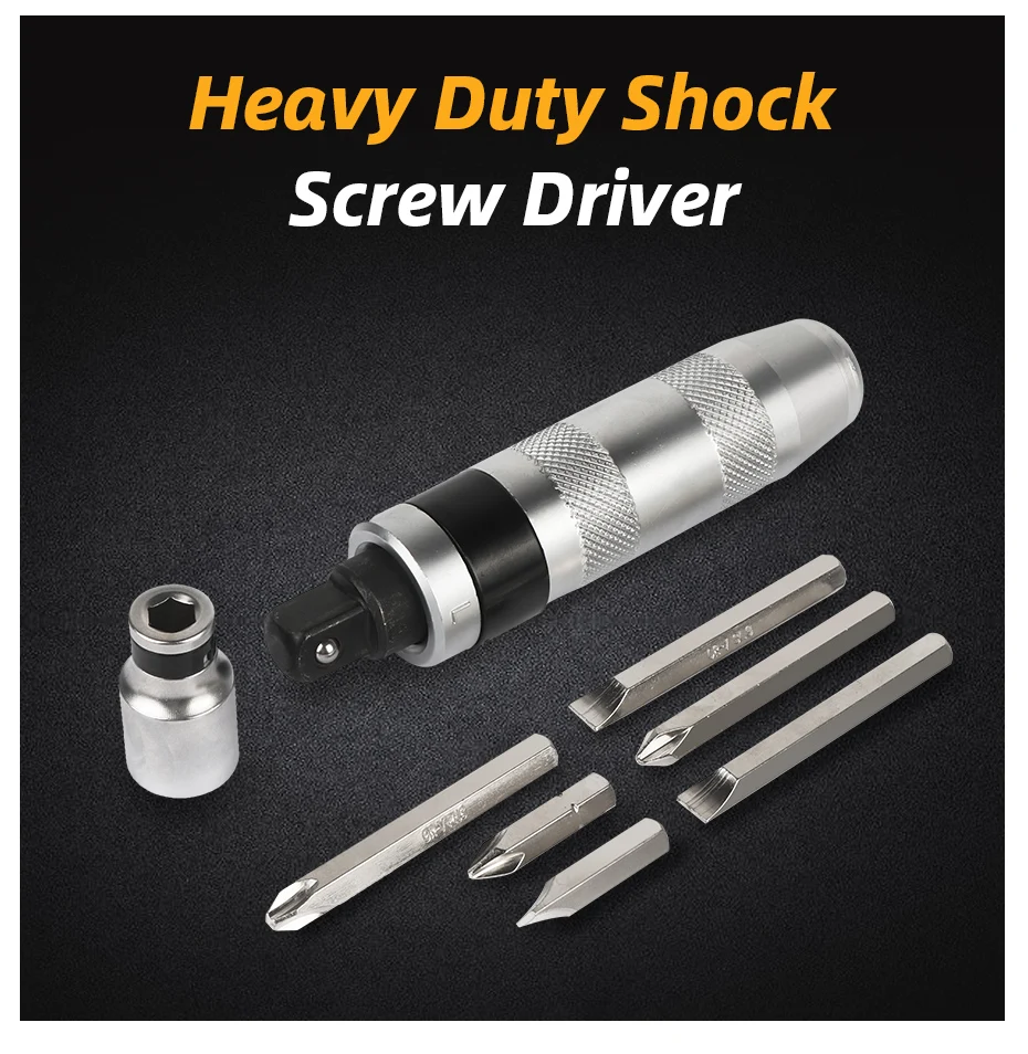 Impact socket screw driver adaptor bit set heavy duty 1/2" Dr hammer 7pc  AT163 