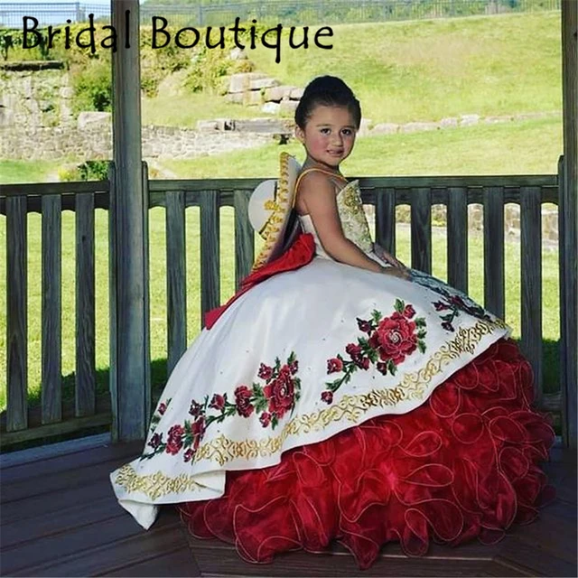 papel toca el piano Relación Vestido de baile bordado con cuentas para niños, vestido de princesa para  desfile de belleza, vestido de cumpleaños para niña de flores hinchadas,  fotografía de estilo mexicano - AliExpress