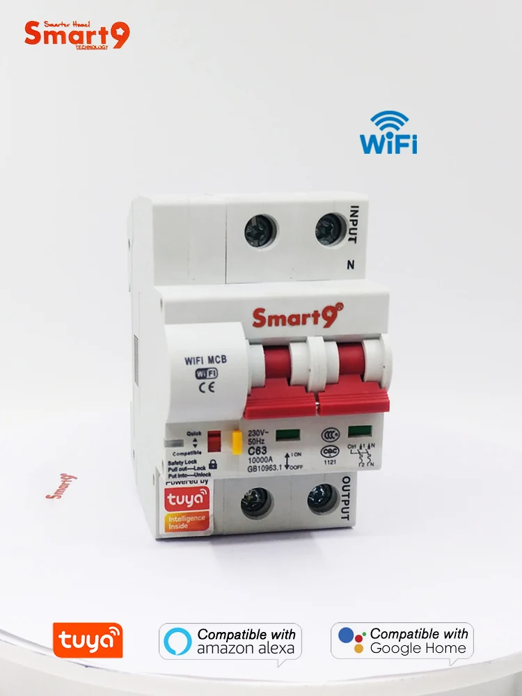 Smart9 Wifi автоматический выключатель 2P 63A MCB TuYa домашняя умная Автоматизация жизнь приложение работает с Alexa Echo и Google Home