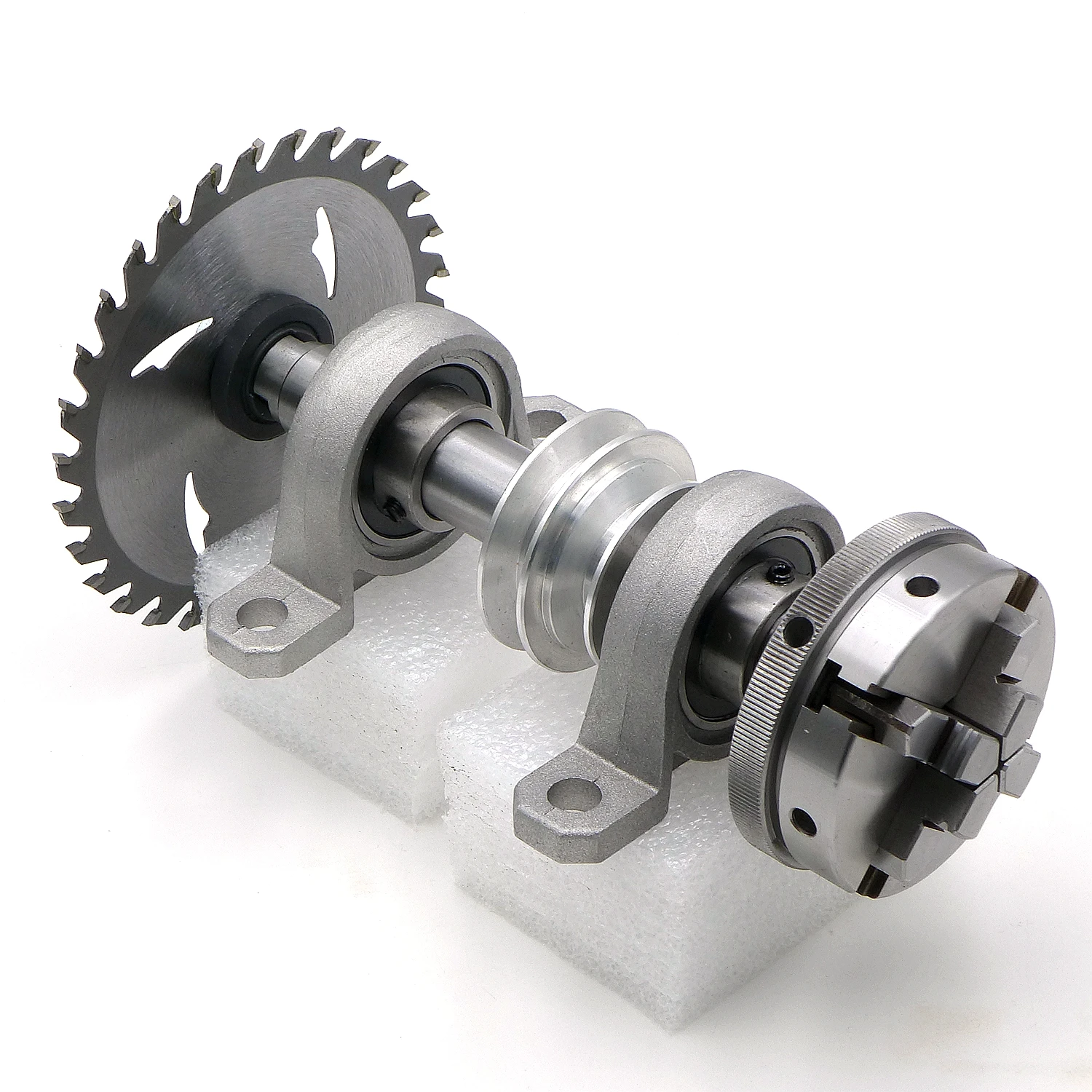 M14x1mm M14 Thread Spindle Shaft Pulley 2 Bearing DIY Wood Lathe