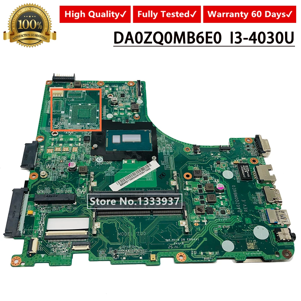 Для acer V3-472P E5-471G V3-472 E5-471 ZQ0 Материнская плата ноутбука SR1EN I3-4030U NB. V9V11.003 NBV9V11003 DA0ZQ0MB6E0 материнская плата