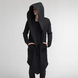 MJARTORIA, 2019, мужские толстовки с капюшоном, черные, длинные, с рисунком, мантия, толстовки, модная куртка, с длинным рукавом, пальто, верхняя