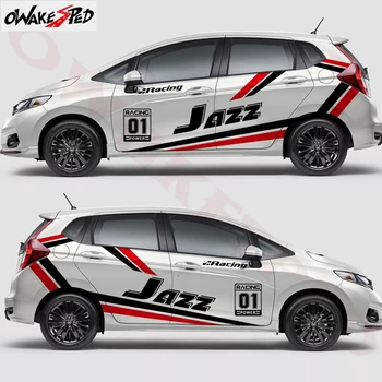 

1set Both Side Car Racing Sport Styling Body Sticker For-Honda Fit Jazz Accessories Auto Hood Door Decor Stickers Vinyl Decals