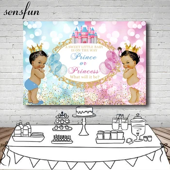 

Sensfun Custom Gender Reveal Backdrops For Photo Studio Prince Or Princess Twins Birthday Party Photography Backgrounds