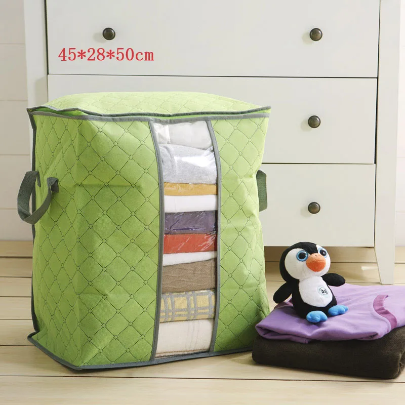 Дорожная сумка переносная сумка вещевой мешок Органайзер нетканый подкроватный мешок для хранения Коробка для кубиков бамбуковый багаж для одежды сумка - Цвет: Green-S