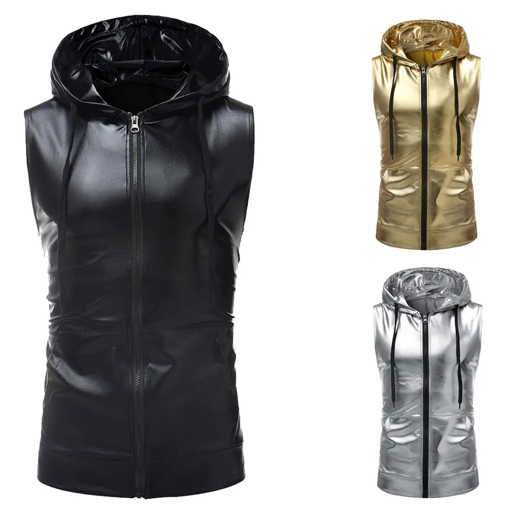 Fashion Men Hoodie Dance Drawstring Zipper With Hat Plus Size Fashion Slim Fit Tops For Male