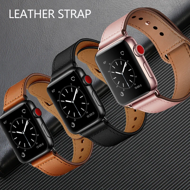 

Genuine Leather Strap for Apple watch band 44mm 40mm apple watch 5 4 3 2 1 correa iwatch band 42mm 38mm bracelet belt watchband
