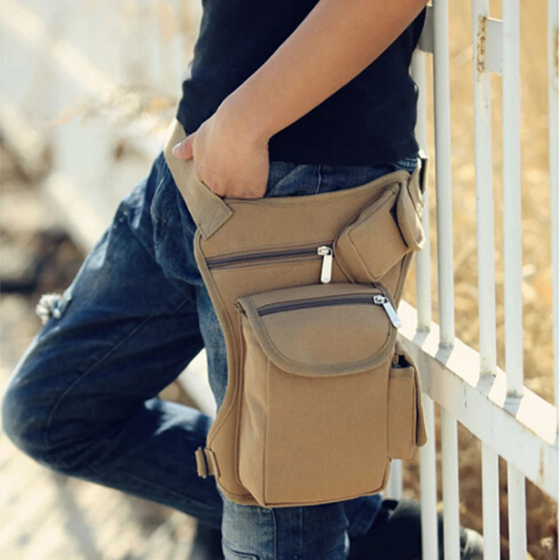 Bolsa pierna de lona para hombre, riñonera de cintura, riñonera de viaje militar, de mensajero multiusos, riñonera de muslo|Riñoneras| -