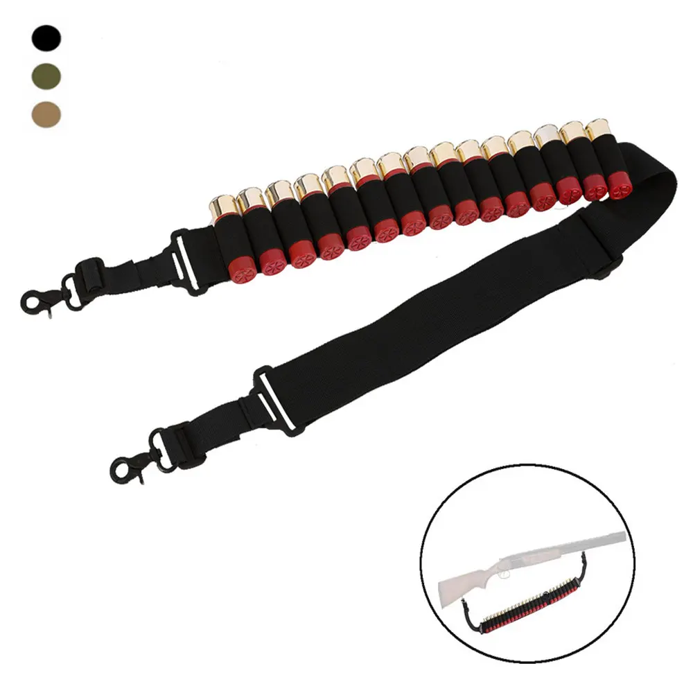 

Tactical 2 Point Shotgun Sling with15 Rounds 12/20GA Ammo Holder Shell Cartridge Non-Slip Adjustable Airsoft Rifle Gun Sling