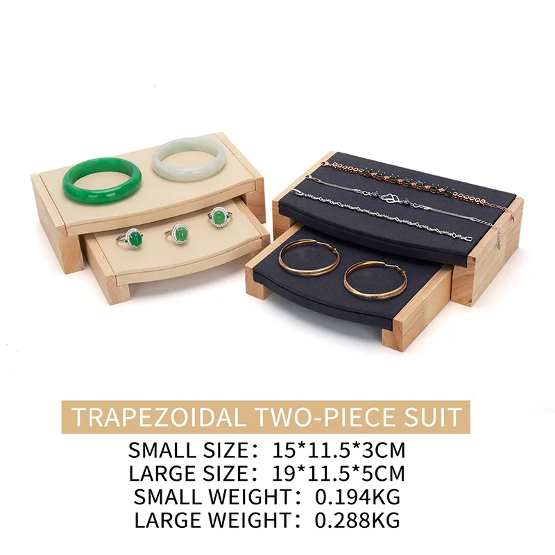 

Top Selling Solid Wood 2 Piece Set Female Ring Jewelry Display Plates For Earring Pendent Bracelet Showcase Jewellery Organizers