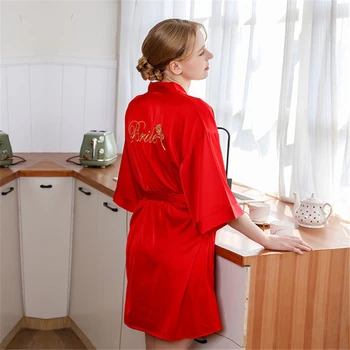 

Wedding bride robe bridesmaid nightgown rayon bathrobe wedding sexy nightwear fashion silky pajamas kimono robe koszula nocna