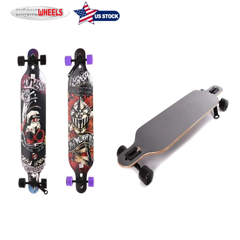 

41In Adult Skateboard Complete Kids Longboard Double Kick Skate Board Cruiser 8 Layer Maple Deck for Extreme Sports and Outdoors