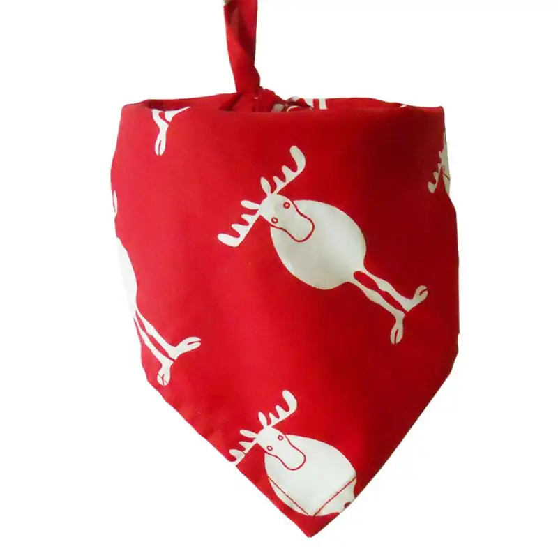 Рождественская бандана для питомца собаки маленькие большие нагрудники собака полотенце шарф Санта принт щенок уход за питомцем костюм аксессуары - Цвет: Red elk
