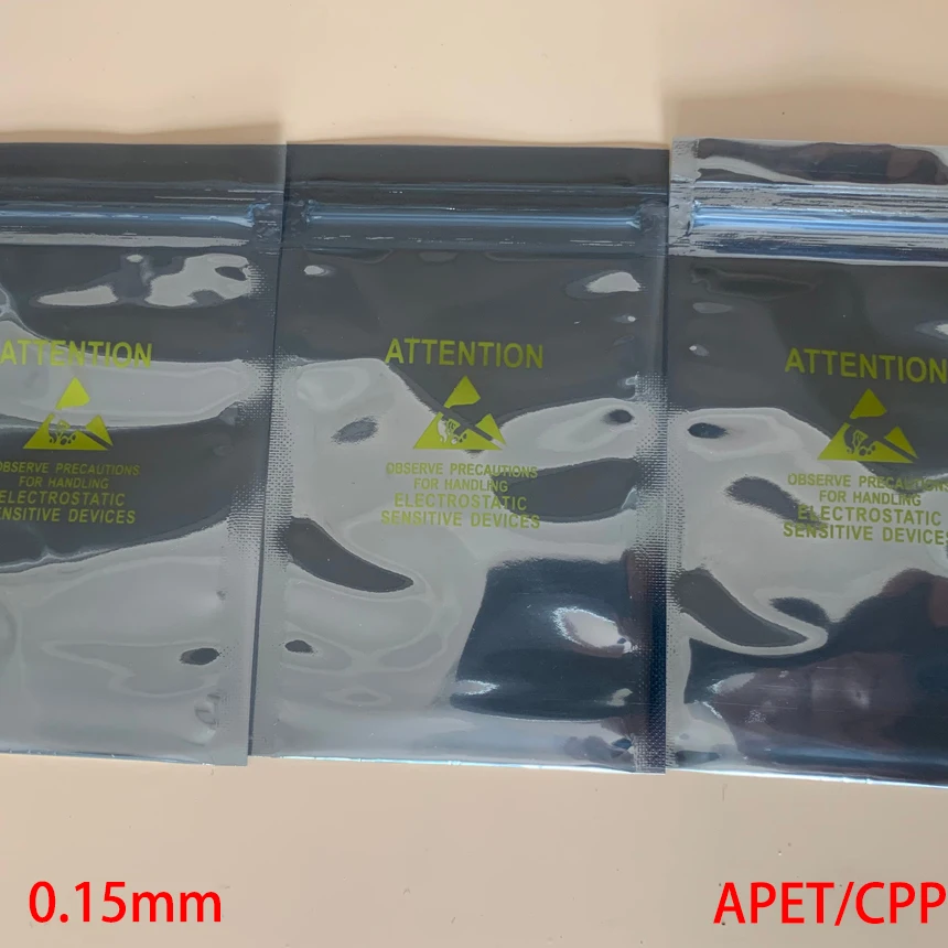 

6*9 см 6x9 см 6*15 мм 6x15 см AL APET CPP само уплотнение ZipLock молния Замок полупрозрачный внимание печать ESD Антистатический мешок для хранения