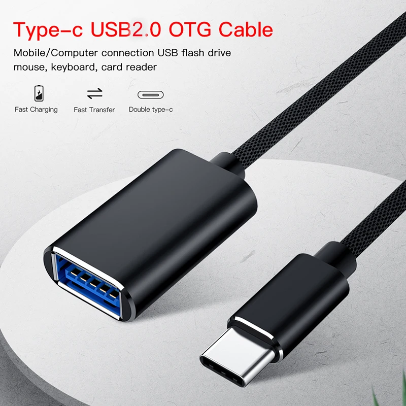 Type C USB 2,0 OTG кабель USB-C Штекерный к USB 2,0 Женский металлический конвертер type-C Синхронизация данных OTG Кабель-адаптер для samsung Xiaomi Mi 8