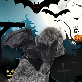 

Dog Harness Vest Halloween Pet Costume Foldable Felt Cloth Bat Wings Puppy Chest Back Strap Doggy Outdoor Walking Leashes