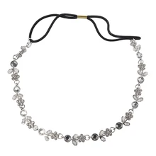 Мода женщин Серебряный горный хрусталь кристалл цветок лента для волос/эластичная повязка-серебро