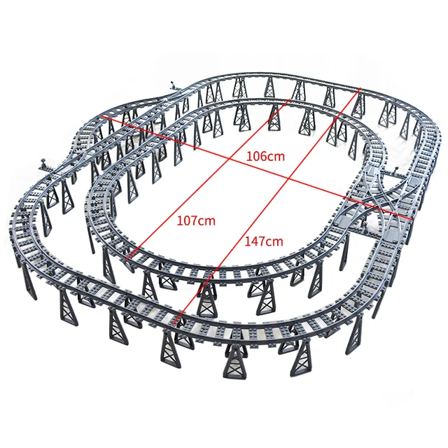 City Trains Flexible Switch Railway Tracks Rails Crossing Forked Straight Curved Building Block Bricks Toys Compatible with 7996 2