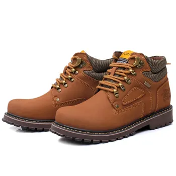 

2019 men's winter leather men's non-slip outdoor hiking boots warm snow boots retro trend fashion tooling boots men's boots