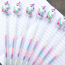 Милые цветные акварельные Меловые карандаши с изображением единорога, Мультяшные Меловые карандаши для рисования, школьные принадлежности, канцелярские принадлежности