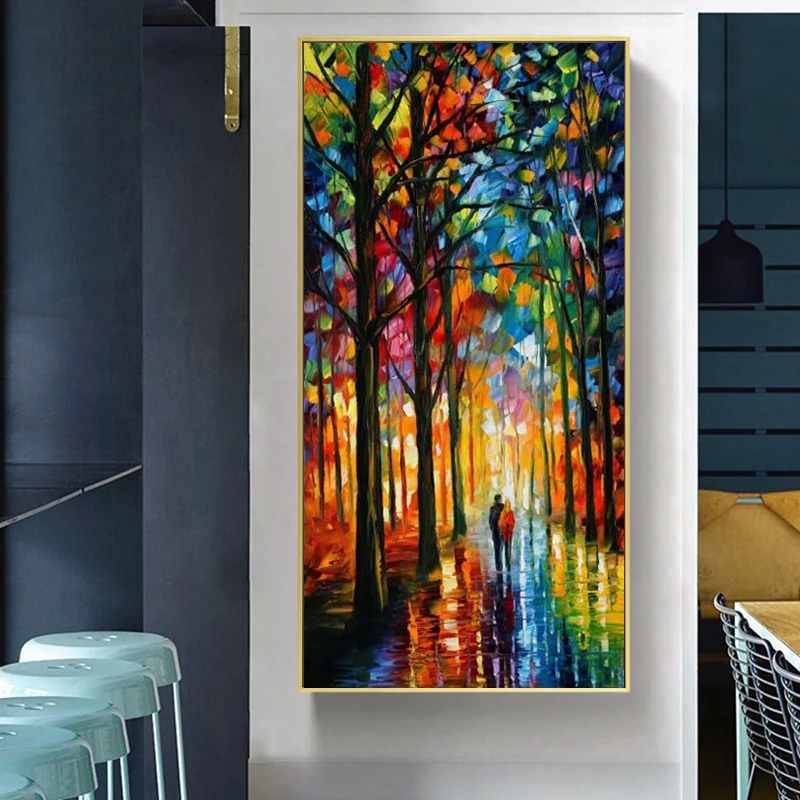 

Canvas Painting Abstract Landscape Wall Art Posters and Prints Forest Street Rainy Landscape Wall Art Pictures for Room Decor