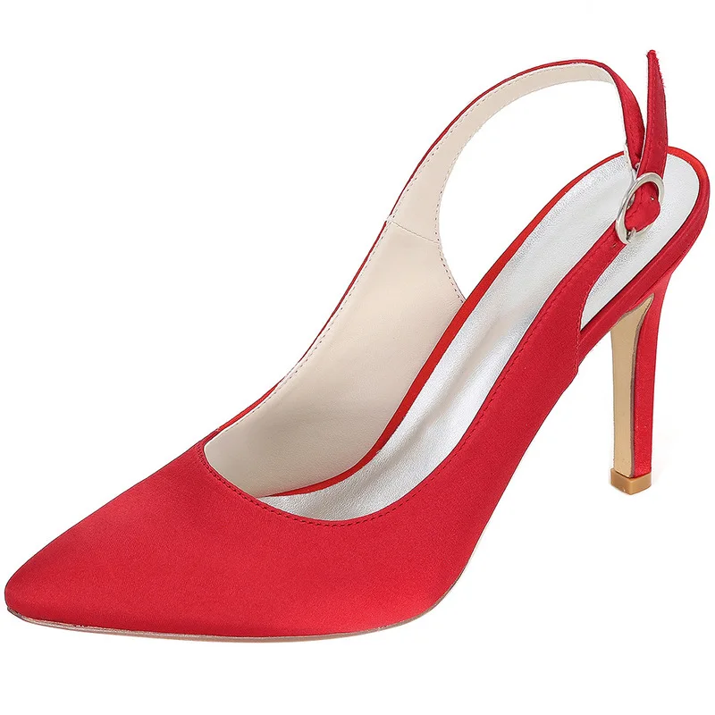 Women Shoes Classic Office & Career Pointed Toe Pumps Sexy Silk 9.8CM Thin High heels Buckle Strap zapatos de mujer size 35-42