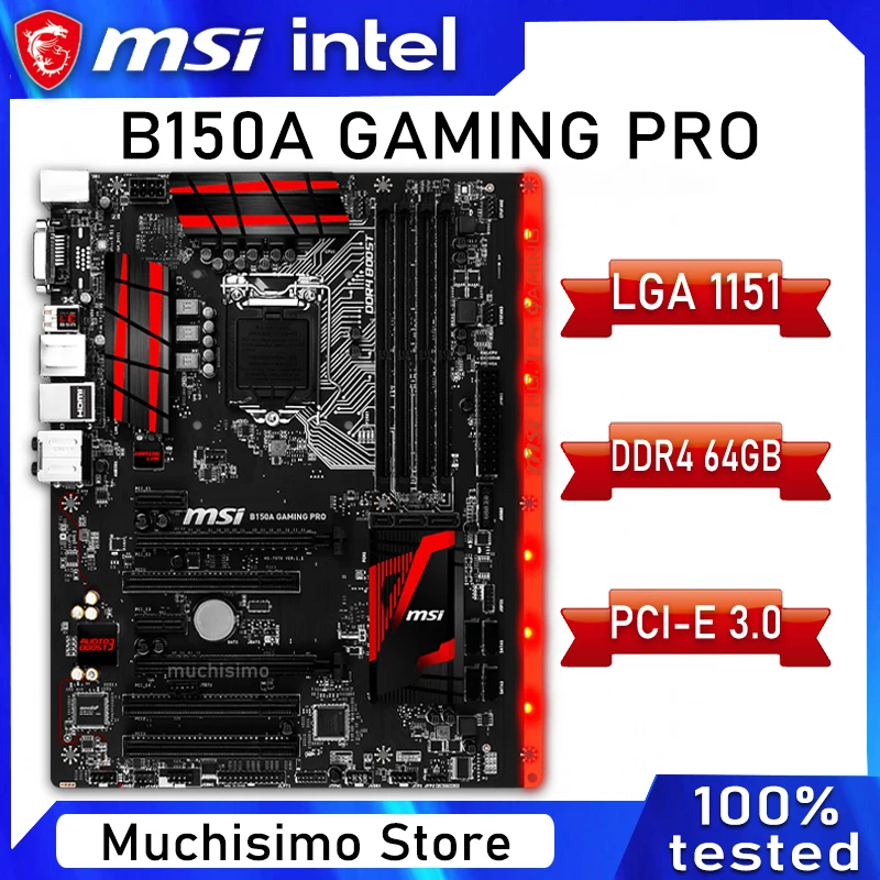 Материнская плата LGA 1151 MSI B150A GAMING PRO Core i7 i5 i3 CPU DDR4 2133 МГц PCI-E 3 0 CrossFireX Intel B150