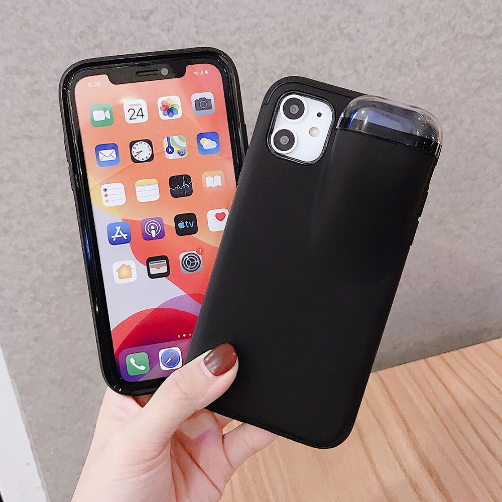 2 в 1 чехол для телефона s для Airpod чехол для iPhone 11 Pro Max Xs Max Xr X 10 11Pro с держателем для Air Pods чехол Fundas