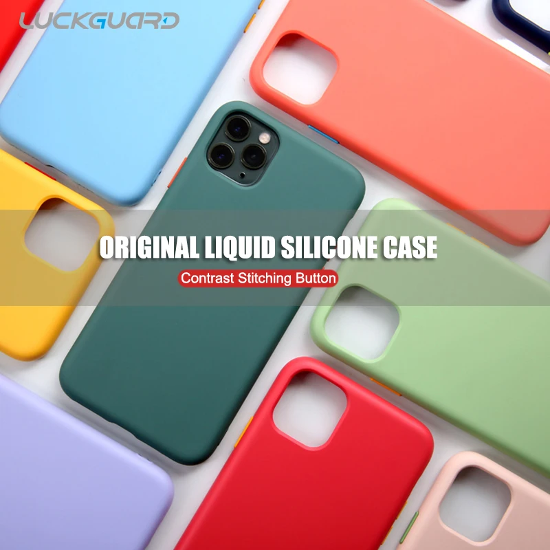 

Contrast Color Case For iPhone 7 8 6 6s Plus 11 Original Liquid Silicone No Logo Shockproof Cover For iPhone X Xs 11 Pro Max XR
