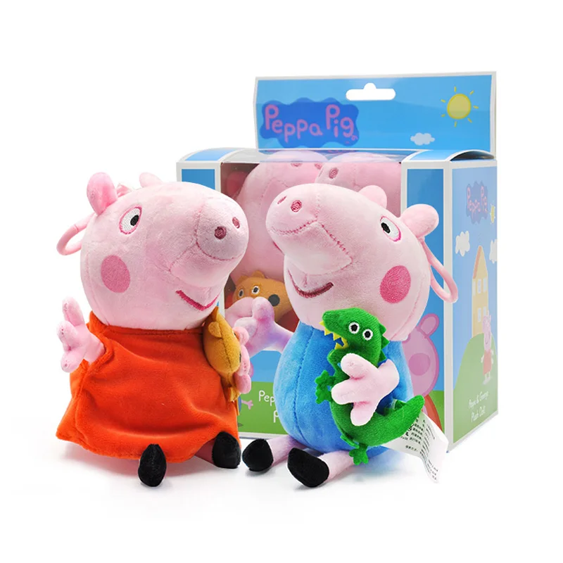 2 шт./компл. Peppa Pig 19 см мультфильм Мягкие плюшевые игрушки Джордж друг семейство розовых свиней партия игрушек с брелок для ключей подарок