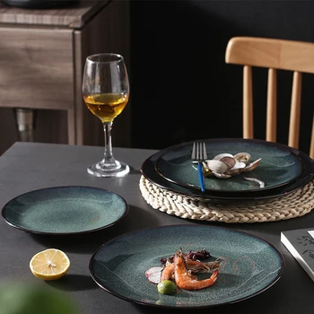 

Tableware Ceramic Dinner Plate Set Dish Porcelain Cute Dessert Plate Dinnerware Japanese Style Green Steak Plate