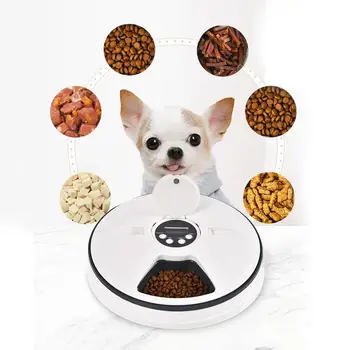 

Automatic Pet Timing Feeder Dish Music Remind 6 Grids Cat Dog Electric 24 Hour Pre-set Food Dispenser ABS Supplies