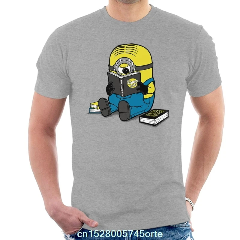 Мужская футболка с принтом camiseta One Eyed Bookworm Minions 100% Хлопковая женская | одежда