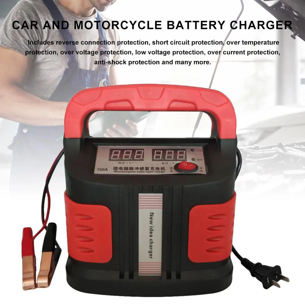 

12V/24V Car Battery Charger Intelligent Pulse Repair Jump Starter Booster Smart Charging Multiple Safety Protection