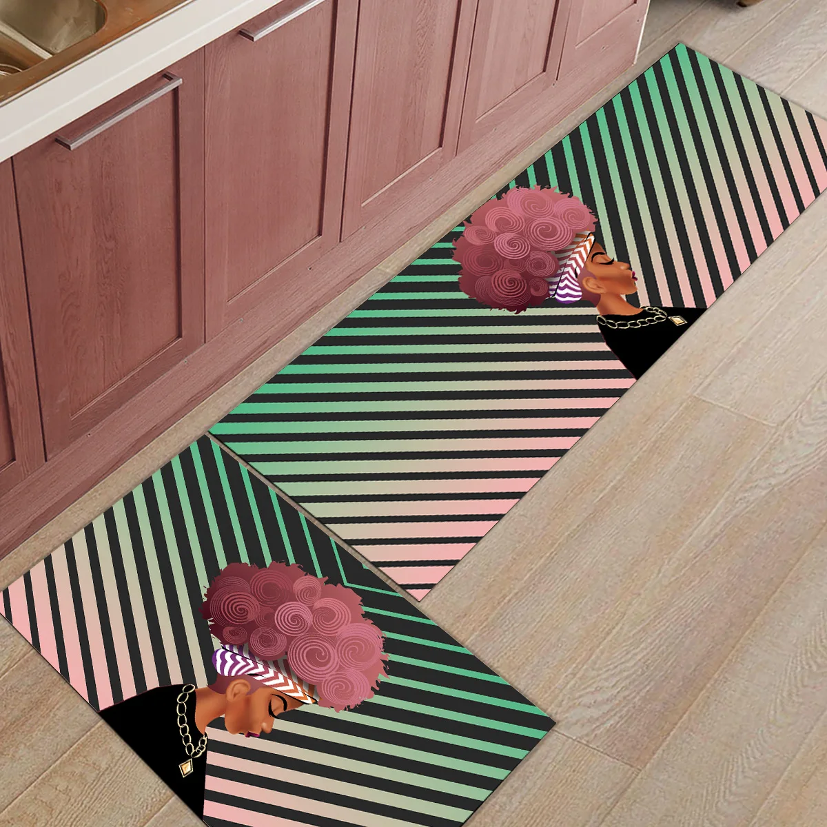 Геометрический Африканский женский этнический коврик из 2 предметов для кухни под домашним животным миска для воды еды грязи мусора грязевой Траппер сапог скребок для обуви