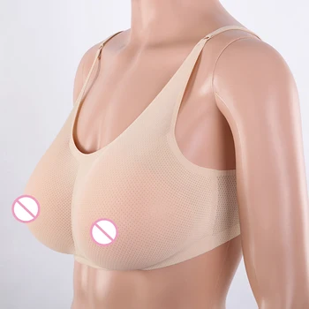 

600g Silicone Fake Breasts Mastectomy Prosthesis With Elastic Breathable spaghetti Bra For Breast Cancer Drag Queen Transgender
