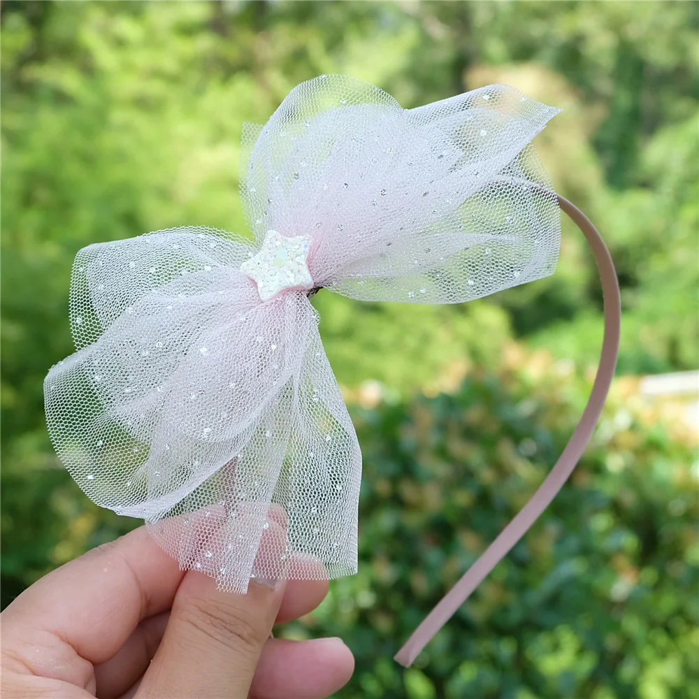 Mädchen Glänzende Schleifen Haarband Farbe Garn Stirnband Prinzessin Kopfbedeckung Student Mode Haarband Niedliche Kopfschmuck Kinder Haarschmuck – Detail 5