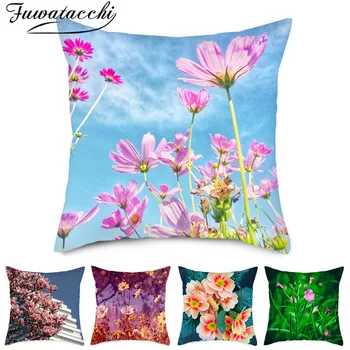 

Fuwatacchi Blooming Flower Photo Pillow Case Sunflower Floral Printed Cushion Cover For Home Sofa Decorative Throw Pillowcases