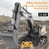 Realistic Simulation RC Excavator 680 Degree Rotation 22-CH Alloy Bucket Flexible Boom LED Light 30Mins Endurance Alloy RC Truck 1