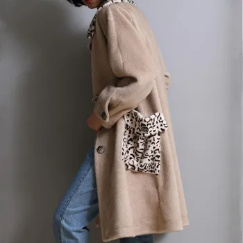 

2019 Winter Real Mink Fur Long Jacket Coat Women Leopard Print Fashion Winter Warm Natural Genuine Fur Ladies Overcoat Clothes