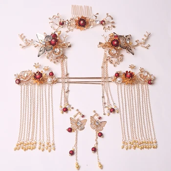 

Antiquity Hanfu Step shake cheongsam Hair Stick Hairpin Kanzashi Tuck Comb Hair Accessories Long Tassel hairpin Hair Accessories