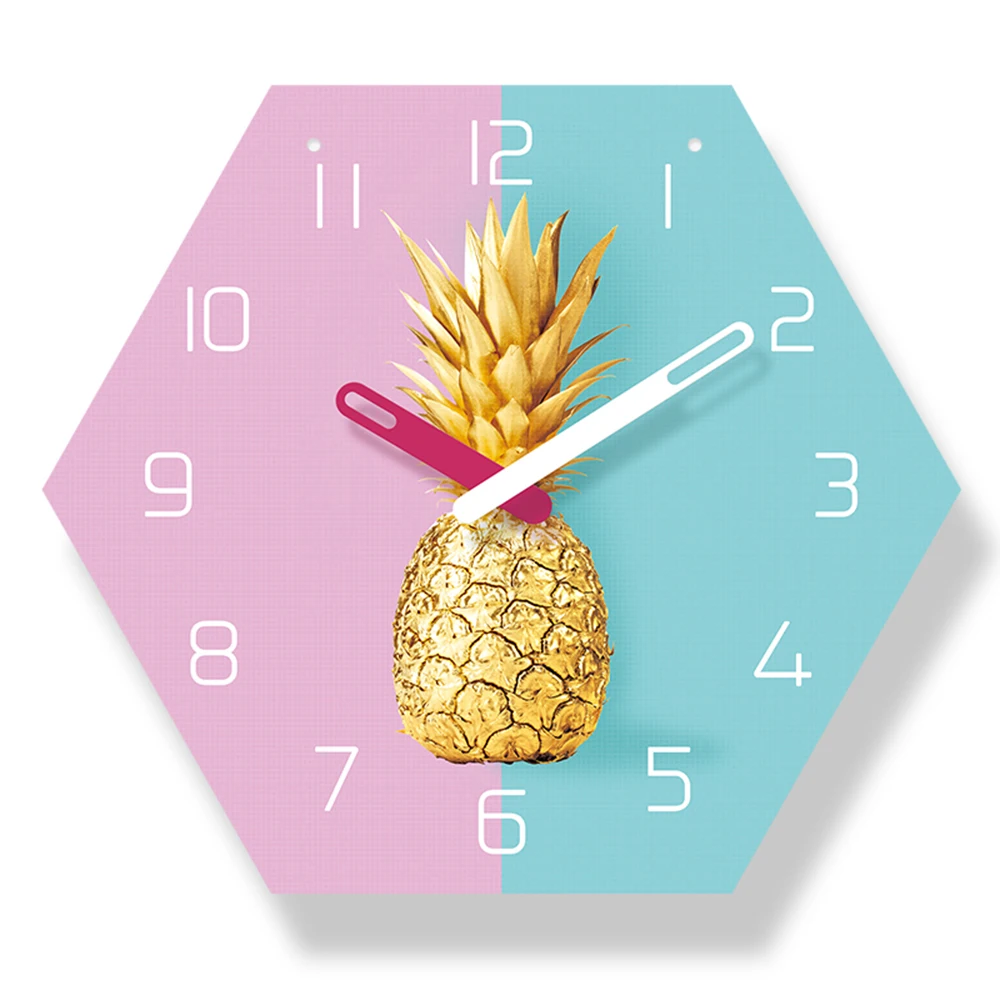Pineapple Красивые настенные часы, современный дизайн, домашний декоративный Декор для гостиной, бесшумные безопасные часы для детской комнаты, большие настенные часы - Цвет: Pineapple