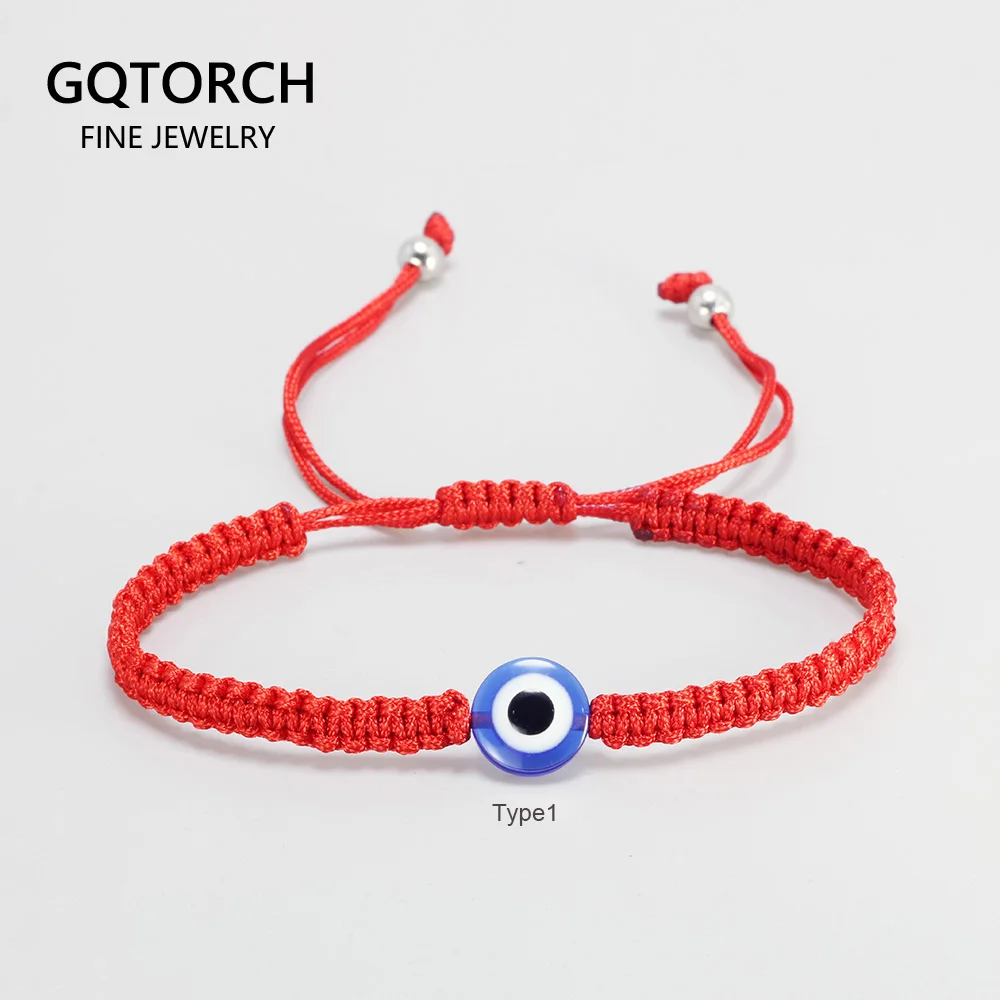 Hand Braided Lucky Red String Charm Bracelet Women Men Blue Evil Eye Round Beads NAZAR BONCUK Friendship Jewelry | Украшения и