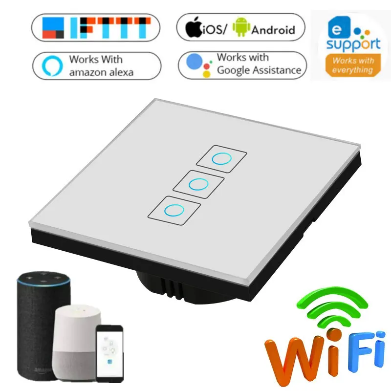 Interruptor De Luz Inteligente Wifi Ue Reino Unido Pantalla Tactil