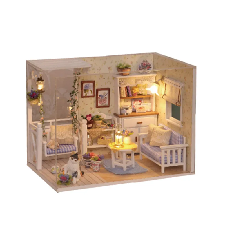 

Doll House Furniture Diy Miniature 3D Wooden Miniaturas Dollhouse Toys for Children Birthday Gifts Casa Kitten Diary H013