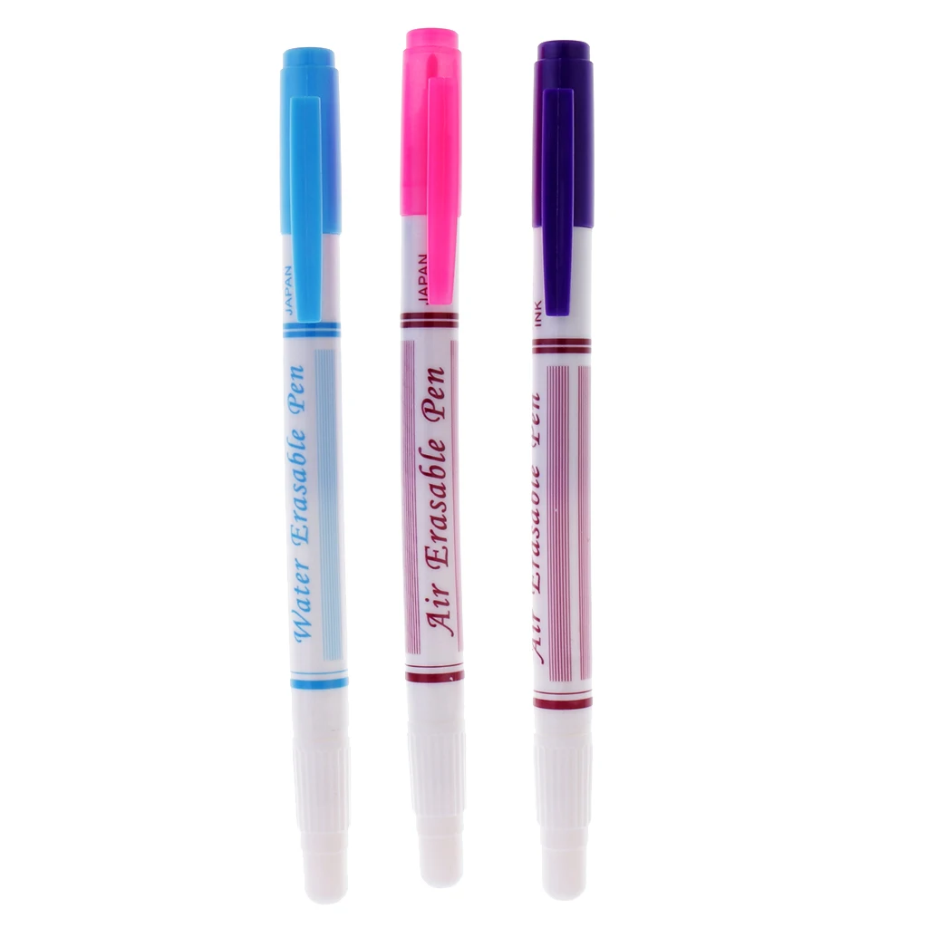 3 Pieces Water Erasable Pen Water Soluble Pen Cross Stitch Craft for Fabric Cloth Temporary Marking