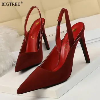 

2020 summer new sexy sandals female thin heels pump Slingback Pointed Toe high heel shoes ankle Strap party shoes women pumps